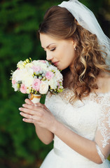 Fototapeta premium Portrait of beautiful happy bride