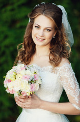 Portrait of beautiful happy bride