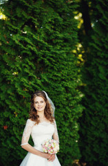 Portrait of beautiful happy bride