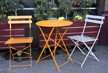 Pair of Bistro Cafe Outside Chairs and Table