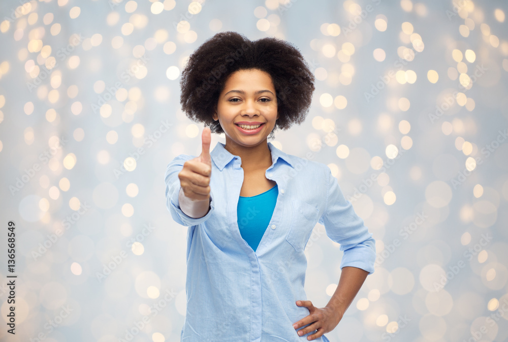 Canvas Prints happy african american woman showing thumbs up