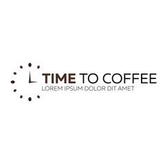 Time to coffee. Coffee watch. Vector flat illustration.