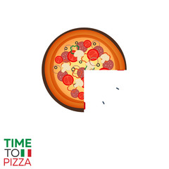 Time to pizza. Watch. Fast food. Vector flat illustration.
