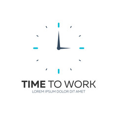 Time to work. Time management. Watch. Vector flat illustration.
