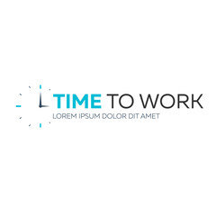 Time to work. Time management. Watch. Vector flat illustration.