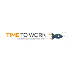 Fototapeta premium Time to work. Time management. Watch. Vector flat illustration.