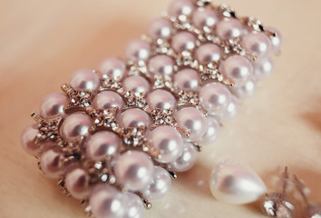 Lovely bracelet with the pearls for a bride