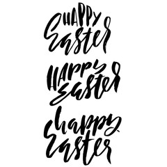 Happy Easter lettering for greeting card. Vector hand drawn illustration. Grunge inscription. Handwritten design