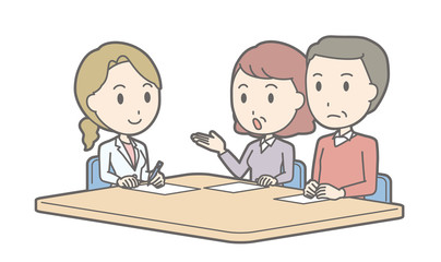 Illustration that middle-aged couple receiving counseling by a f