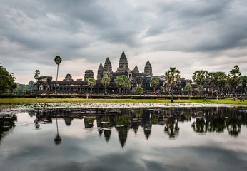 raincloud over Angkor Wat , Landmark in Siem Reap, Cambodia. Angkor wat inscribed on the UNESCO...