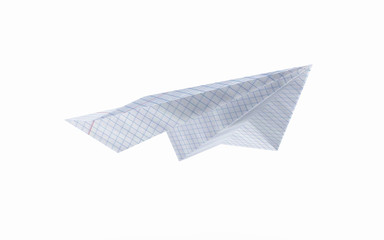 paper plane made with graph paper isolated on white background 3