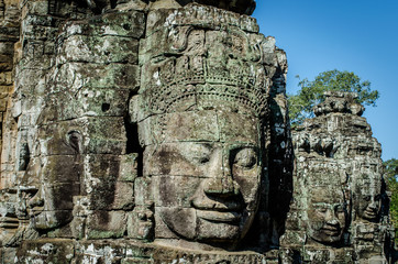 Bayon temple and laterite ruins in Angkor Thom,landmark in Siem Reap, Cambodia. Angkor wat inscribed on the UNESCO World Heritage List in 1992
