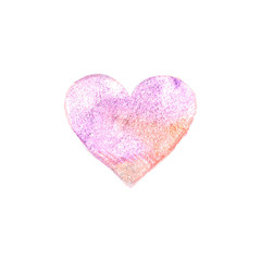 Vector watercolour heart. Valentines day symbol. Hand drawn love sign