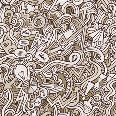 Cartoon cute doodles hand drawn Idea seamless pattern