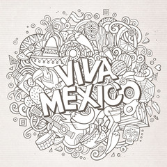 Viva Mexico sketchy outline festive background