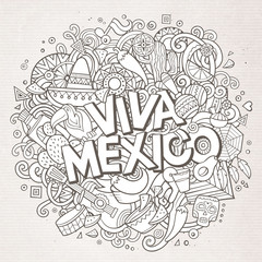 Viva Mexico sketchy outline festive background
