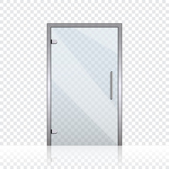 Vector transparent glass doors on transparent background