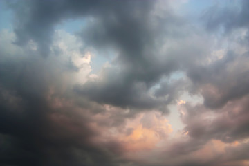 Fototapeta na wymiar Beautiful Sunset with Storm Cloud and Blue Sky.