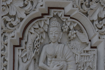verzierte wand von tempel
