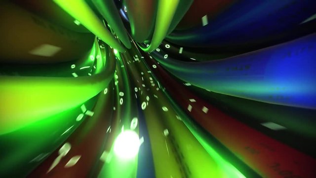 Wires cables fly through data internet power grid electric circuit fiber 4k