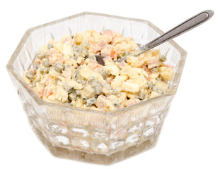 Olivier dish on a white background