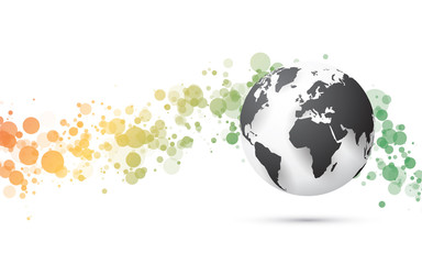 abstract bubble background and planet earth