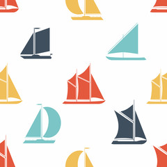 Retro boat seamless pattern.