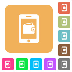 Mobile wallet rounded square flat icons
