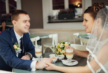 young lovers enjoying the time before the ceremony