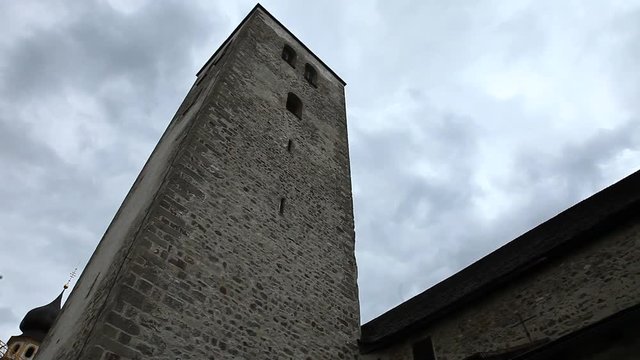 Italia,Trentino Alto Adige,San Candido,la chiesa e il campanile.