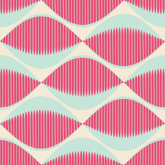 A seamless retro Style Pattern with comb fish eyes in pink and blue