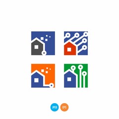 home technology vector logo