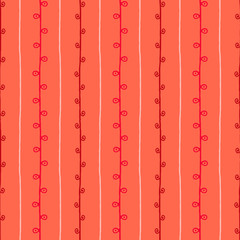 Seamless nature sketch vector pattern. Red and pink twigs background. Hand drawn spring texture illustration