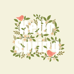 Hello Spring floral lettering