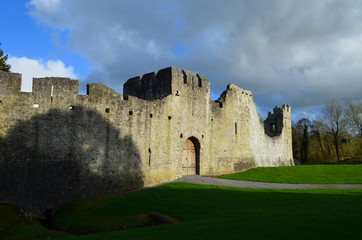 Stone Wall Surrounding Desmond Castle Bathed in Sunshine