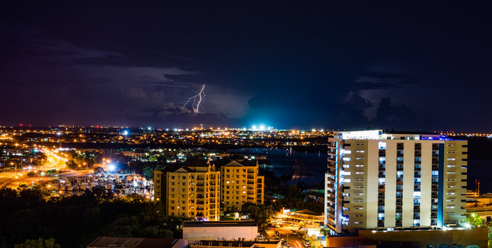 Lightning storm at night, Darwin, Northern Territory, Australia