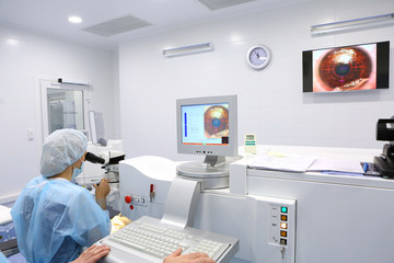 equipment for laser vision correction operating - obrazy, fototapety, plakaty