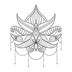 Fototapeta na wymiar Hand drawn vector Lotus flower illustration, ornamental ethnic p