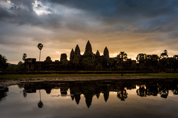 raincloud over Angkor Wat , Landmark in Siem Reap, Cambodia. Angkor wat inscribed on the UNESCO World Heritage List in 1992