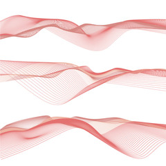 Onde astratte rosse, arte di linee ondulate sullo sfondo bianco, file vettoriale
