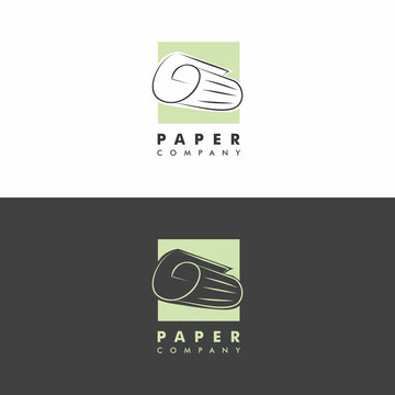 Newspaper Logo Template With A Rolled Newspaper Icon On A White And Dark Background. 