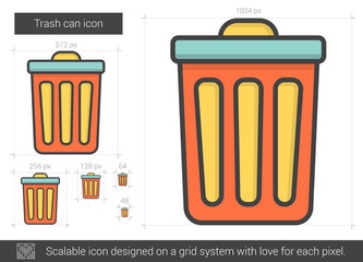 Trash can line icon.