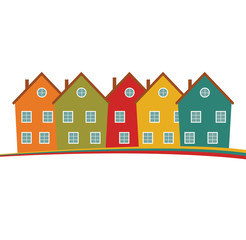 Houses silhouettes vector. Color residential buildings logo. Vector image.