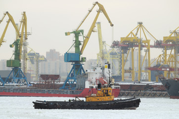 Obraz premium The workflow at the port.