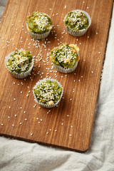 Homemade vegetarian muffins with blue cheese and spinach