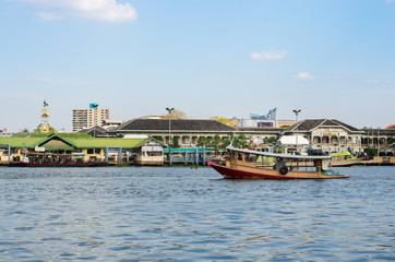 Fototapeta na wymiar small ferry boat in Chao phraya River Thailand.