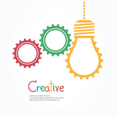 Creative light bulb and gear abstract vector design banner template.