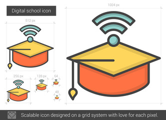 Digital school line icon.