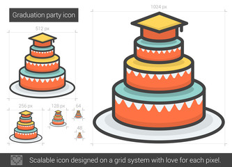 Graduation party line icon.