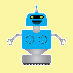 Isolated robot toy on a light yellow background, Vector illustration